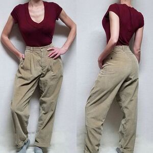 VINTAGE 1990s Dockers Corduroy Khaki Pleated Waist High Rise Cuffed Pants 12